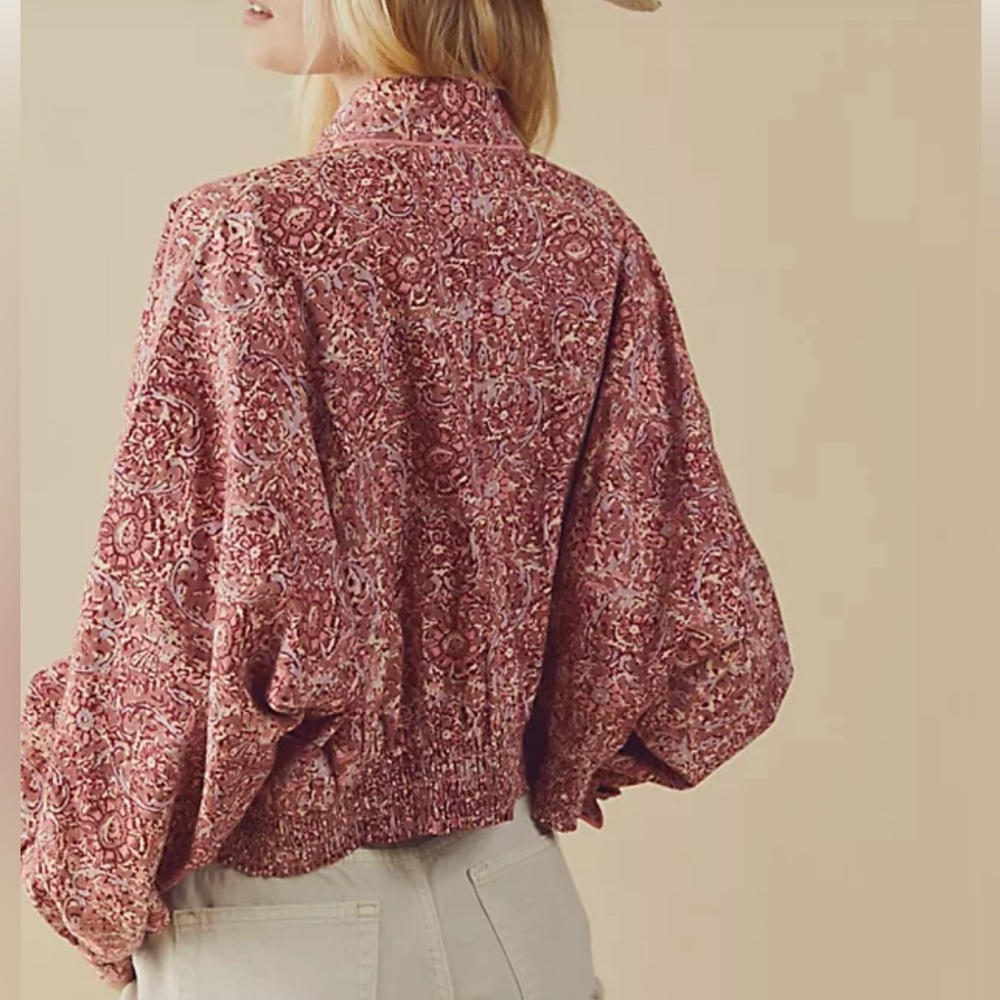 Free People Pink Patterned Bomber Jacket - Picture 2 of 12